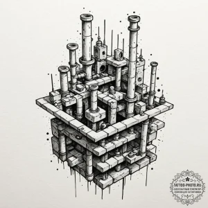 Tattoo design a classic platformer level layo... - эскиз тату (№1753174975_0, 22.07.2025 09:02) — tattoo-photo.ru