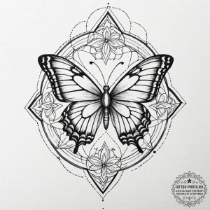 Tattoo design a butterfly with its wings depi... - эскиз тату (№1753175604_0, 22.07.2025 09:13) — tattoo-photo.ru