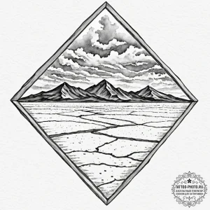 A shot of the salt flats in bolivia, creating... - эскиз тату (№1753176866_0, 22.07.2025 09:34) — tattoo-photo.ru