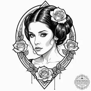 Chicano style portrait of a beautiful, tattoo... - эскиз тату (№1753177894_0, 22.07.2025 09:51) — tattoo-photo.ru