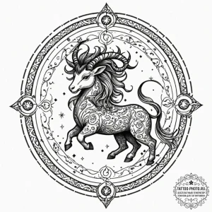 Tattoo sketch a zodiac animal breaking throug... - эскиз тату (№1753178602_0, 22.07.2025 10:03) — tattoo-photo.ru