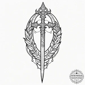 A linework tattoo of the spear of destiny fro... - эскиз тату (№1753179394_0, 22.07.2025 10:16) — tattoo-photo.ru