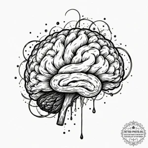 Tattoo sketch a person's brain with abstract... - эскиз тату (№1753180498_0, 22.07.2025 10:34) — tattoo-photo.ru