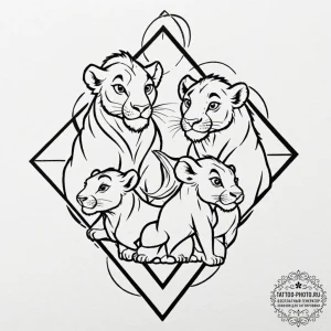 A linework tattoo of the "hakuna matata" trio... - эскиз тату (№1753180577_0, 22.07.2025 10:36) — tattoo-photo.ru