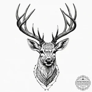 A deer with antlers made of dead branches and... - эскиз тату (№1753181444_0, 22.07.2025 10:50) — tattoo-photo.ru