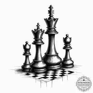 Chess, concept art for tattoo, black and red... - эскиз тату (№1753182239_0, 22.07.2025 11:03) — tattoo-photo.ru