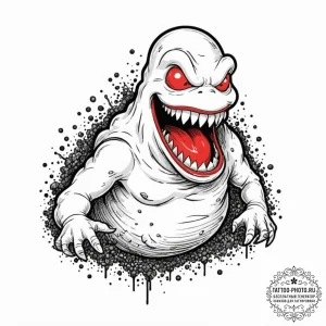 A sketch of slimer the ghost,, tattoo drawing... - эскиз тату (№1753182404_0, 22.07.2025 11:06) — tattoo-photo.ru
