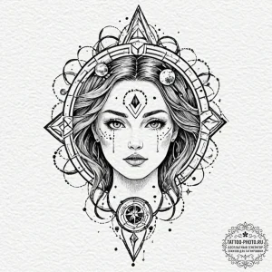 Tattoo design a zodiac glyph composed of tiny... - эскиз тату (№1753182907_0, 22.07.2025 11:15) — tattoo-photo.ru
