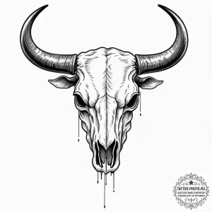 Bull skull, artistic tattoo sketch, linework... - эскиз тату (№1753183163_0, 22.07.2025 11:19) — tattoo-photo.ru