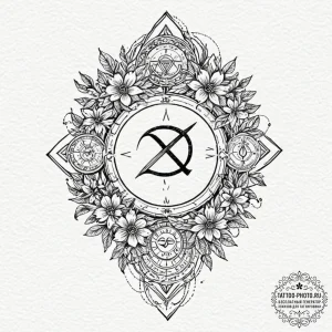 Tattoo design a floral arrangement forming th... - эскиз тату (№1753184098_0, 22.07.2025 11:34) — tattoo-photo.ru