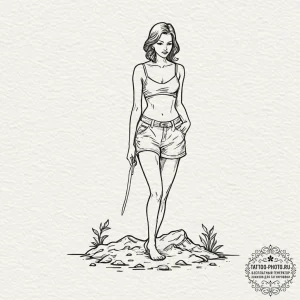 Tattoo sketch: a scene of marzanna standing o... - эскиз тату (№1753184439_0, 22.07.2025 11:40) — tattoo-photo.ru