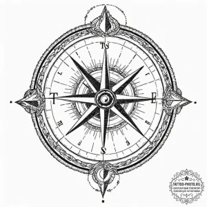 Tattoo design a broken compass, its needle sp... - эскиз тату (№1753184781_0, 22.07.2025 11:46) — tattoo-photo.ru