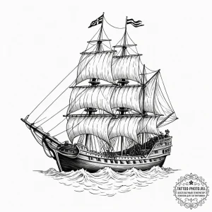 A greek trireme ship, concept art for tattoo,... - эскиз тату (№1753184865_0, 22.07.2025 11:47) — tattoo-photo.ru