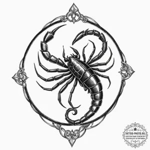 Tattoo design scorpio's glyph with a tiny, sh... - эскиз тату (№1753185121_0, 22.07.2025 11:52) — tattoo-photo.ru