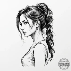 Tattoo sketch a warrior woman's silhouette, e... - эскиз тату (№1753185546_0, 22.07.2025 11:59) — tattoo-photo.ru