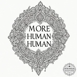 A linework tattoo of the phrase "more human t... - эскиз тату (№1753188763_0, 22.07.2025 12:52) — tattoo-photo.ru