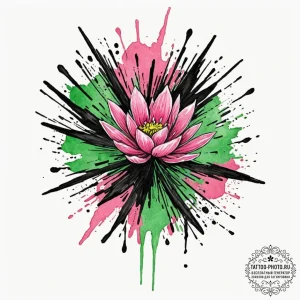 Tattoo sketch: watercolor splashes of pink, g... - эскиз тату (№1753190244_0, 22.07.2025 13:17) — tattoo-photo.ru