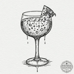 Tattoo design 'wine glass' on one, 'cheese' o... - эскиз тату (№1753190330_0, 22.07.2025 13:18) — tattoo-photo.ru