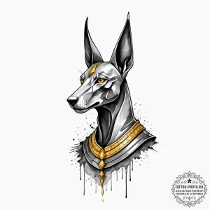 Anubis, concept art for tattoo, black and gre... - эскиз тату (№1753190757_0, 22.07.2025 13:25) — tattoo-photo.ru