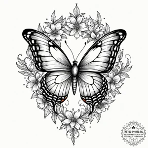 Tattoo design a flower whose petals are made... - эскиз тату (№1753191602_0, 22.07.2025 13:40) — tattoo-photo.ru