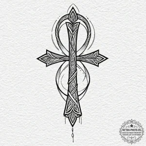 Ankh, tattoo sketch design, on a clean white... - эскиз тату (№1753193386_0, 22.07.2025 14:09) — tattoo-photo.ru