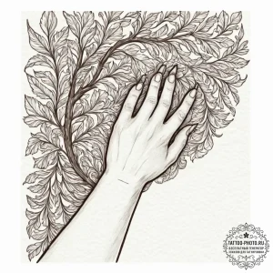 Tattoo design a human hand opening a curtain,... - эскиз тату (№1753194065_0, 22.07.2025 14:21) — tattoo-photo.ru