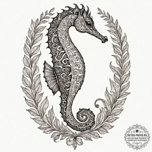A seahorse with intricate patterns (is there,... - эскиз тату (№1753194660_0, 22.07.2025 14:31) — tattoo-photo.ru