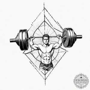 Tattoo design a stylized barbell with weights... - эскиз тату (№1753195252_0, 22.07.2025 14:40) — tattoo-photo.ru