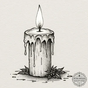 Tattoo design a single, dripping candle, evok... - эскиз тату (№1753196270_0, 22.07.2025 14:57) — tattoo-photo.ru