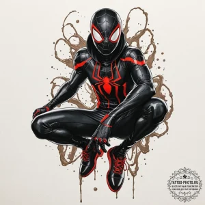 A neo-traditional tattoo of miles morales fro... - эскиз тату (№1753196864_0, 22.07.2025 15:07) — tattoo-photo.ru