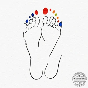 A watercolor sketch of the "foot massage" mon... - эскиз тату (№1753197118_0, 22.07.2025 15:11) — tattoo-photo.ru