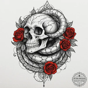 Tattoo sketch: a coiled serpent, a symbol of... - эскиз тату (№1753197290_0, 22.07.2025 15:14) — tattoo-photo.ru
