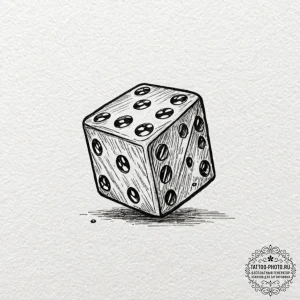Tattoo sketch a single d6 dice with a critica... - эскиз тату (№1753197799_0, 22.07.2025 15:23) — tattoo-photo.ru