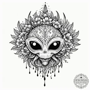 Tattoo sketch a retro space invader alien wit... - эскиз тату (№1753201475_0, 22.07.2025 16:24) — tattoo-photo.ru