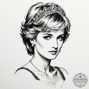 A trash polka tattoo of princess diana, beaut... - эскиз тату (№1753202479_0, 22.07.2025 16:41) — tattoo-photo.ru