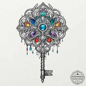 Tattoo design a key made of ice, slowly melti... - эскиз тату (№1753203323_0, 22.07.2025 16:55) — tattoo-photo.ru