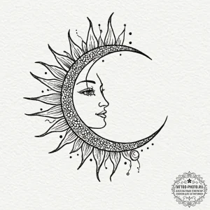 Tattoo sketch a minimalist sun or moon., arti... - эскиз тату (№1753203492_0, 22.07.2025 16:58) — tattoo-photo.ru