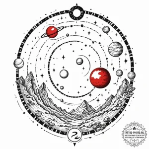 Tattoo sketch a cosmic landscape with the rul... - эскиз тату (№1753205101_0, 22.07.2025 17:25) — tattoo-photo.ru