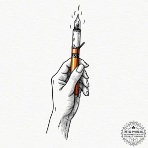 A linework tattoo of her long cigarette holde... - эскиз тату (№1753205270_0, 22.07.2025 17:27) — tattoo-photo.ru