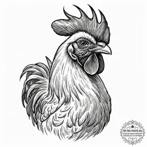 Rooster, tattoo line art, muted color palette... - эскиз тату (№1753205947_0, 22.07.2025 17:39) — tattoo-photo.ru