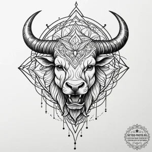 Tattoo sketch a roaring minotaur head, symbol... - эскиз тату (№1753206115_0, 22.07.2025 17:41) — tattoo-photo.ru
