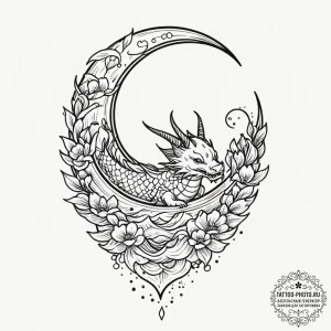 Tattoo sketch a crescent moon with a figure s... - эскиз тату (№1753208902_0, 22.07.2025 18:28) — tattoo-photo.ru
