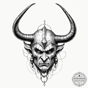 Tattoo sketch a fantasy barbarian's horned he... - эскиз тату (№1753209068_0, 22.07.2025 18:31) — tattoo-photo.ru