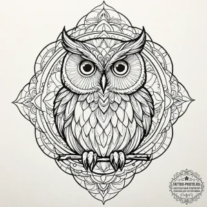 Owl, concept art for tattoo, geometric tattoo... - эскиз тату (№1753209763_0, 22.07.2025 18:42) — tattoo-photo.ru