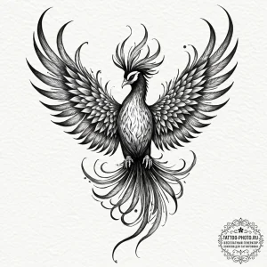 Tattoo design a watercolor phoenix, ethereal... - эскиз тату (№1753210920_0, 22.07.2025 19:02) — tattoo-photo.ru