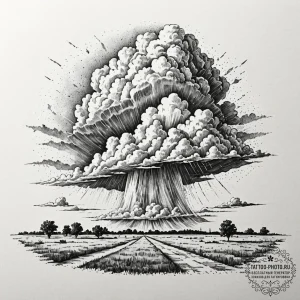 A dramatic wide shot of a supercell thunderst... - эскиз тату (№1753211074_0, 22.07.2025 19:04) — tattoo-photo.ru