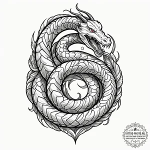 Tattoo sketch an uroboros serpent whose scale... - эскиз тату (№1753211849_0, 22.07.2025 19:17) — tattoo-photo.ru