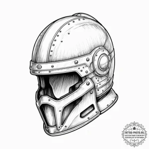A linework design of the unsullied helmet., c... - эскиз тату (№1753213569_0, 22.07.2025 19:46) — tattoo-photo.ru