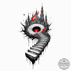 Tattoo design a minimalist staircase that is... - эскиз тату (№1753214162_0, 22.07.2025 19:56) — tattoo-photo.ru