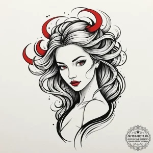 Tattoo design a virgo maiden whose hair trans... - эскиз тату (№1753214583_0, 22.07.2025 20:03) — tattoo-photo.ru
